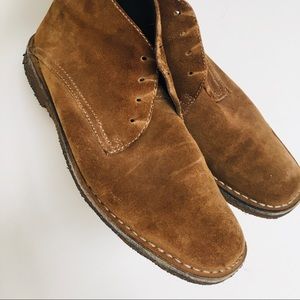 🍭SALE - Johnston & Murphy Sheepskin Leather Boots! Warm brown. Mens 10, G11.